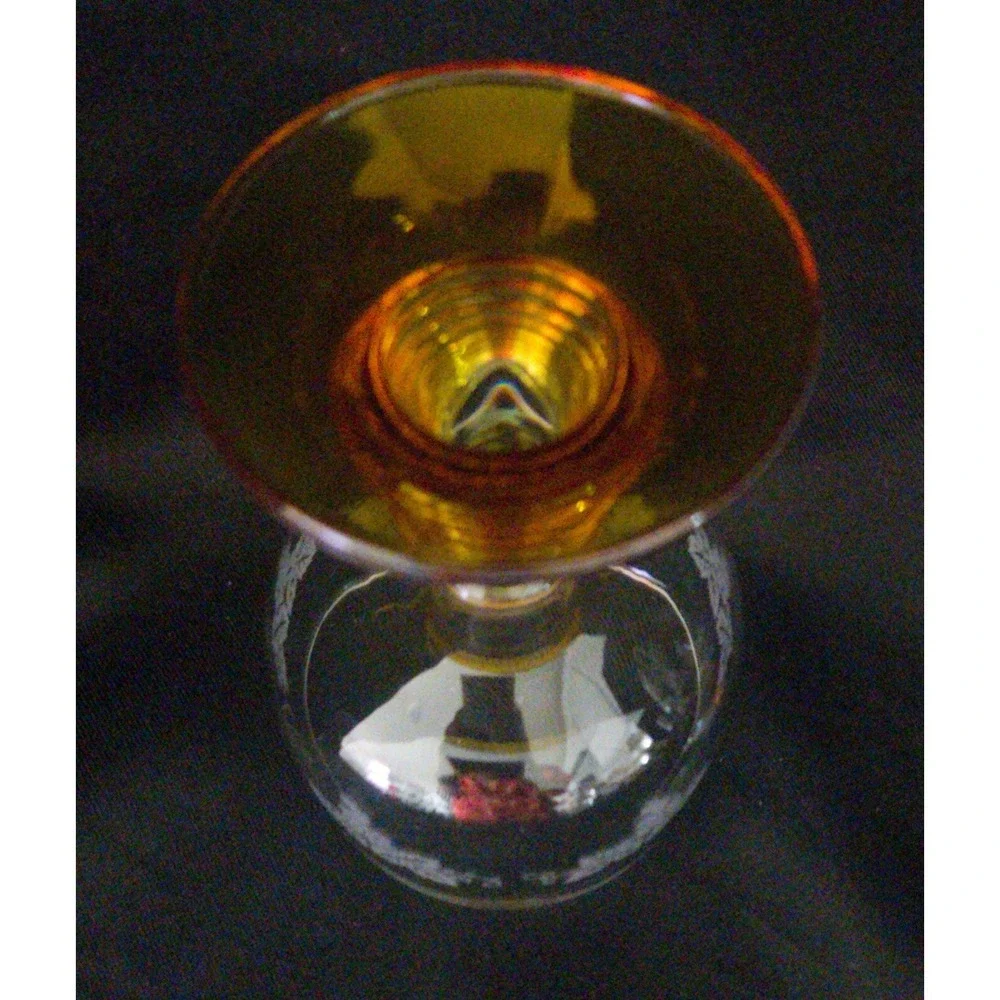 Roemer Luminarc Ribbed Amber Stem Beehive Wine Glasses‎ Barware Set Of 5